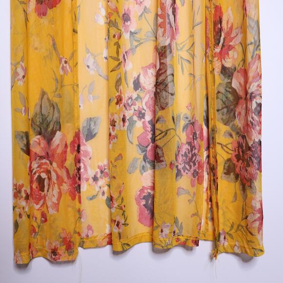 DAYTRIP Floral Print Duster Kimono Yellow Multicolor Mesh Casual Women's M - Picture 9 of 13